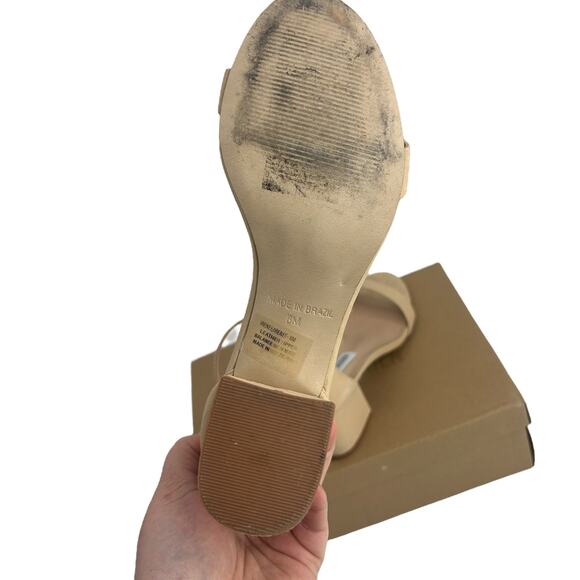 Steve Madden Irene Block Heel Sandals Size 6 Nude Tan Suede Ankle Strap Heels - Picture 9 of 11
